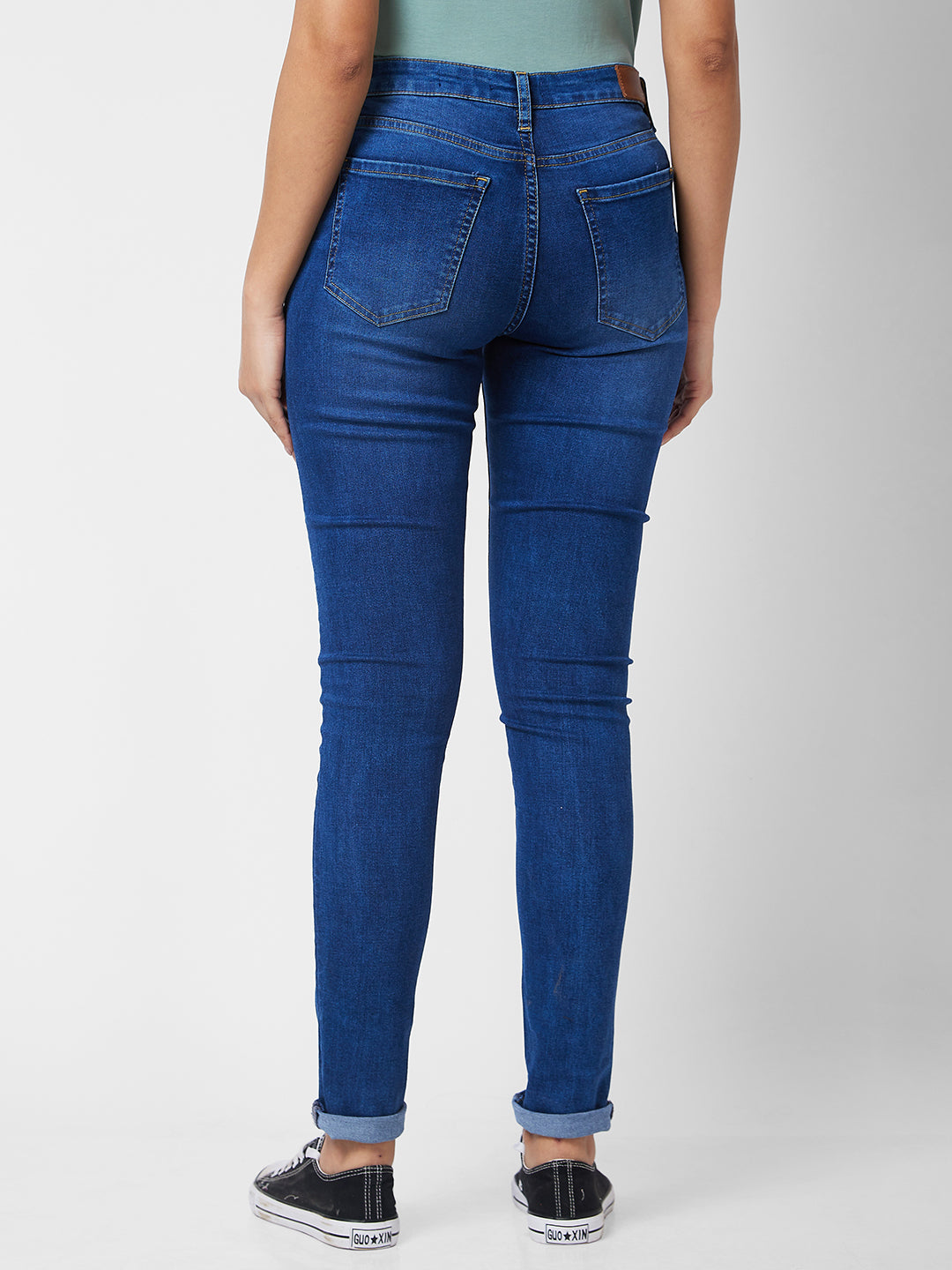 Spykar High Rise  Skinny Fit Blue Jeans For Women