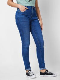 Spykar High Rise Skinny Fit Blue Jeans For Women