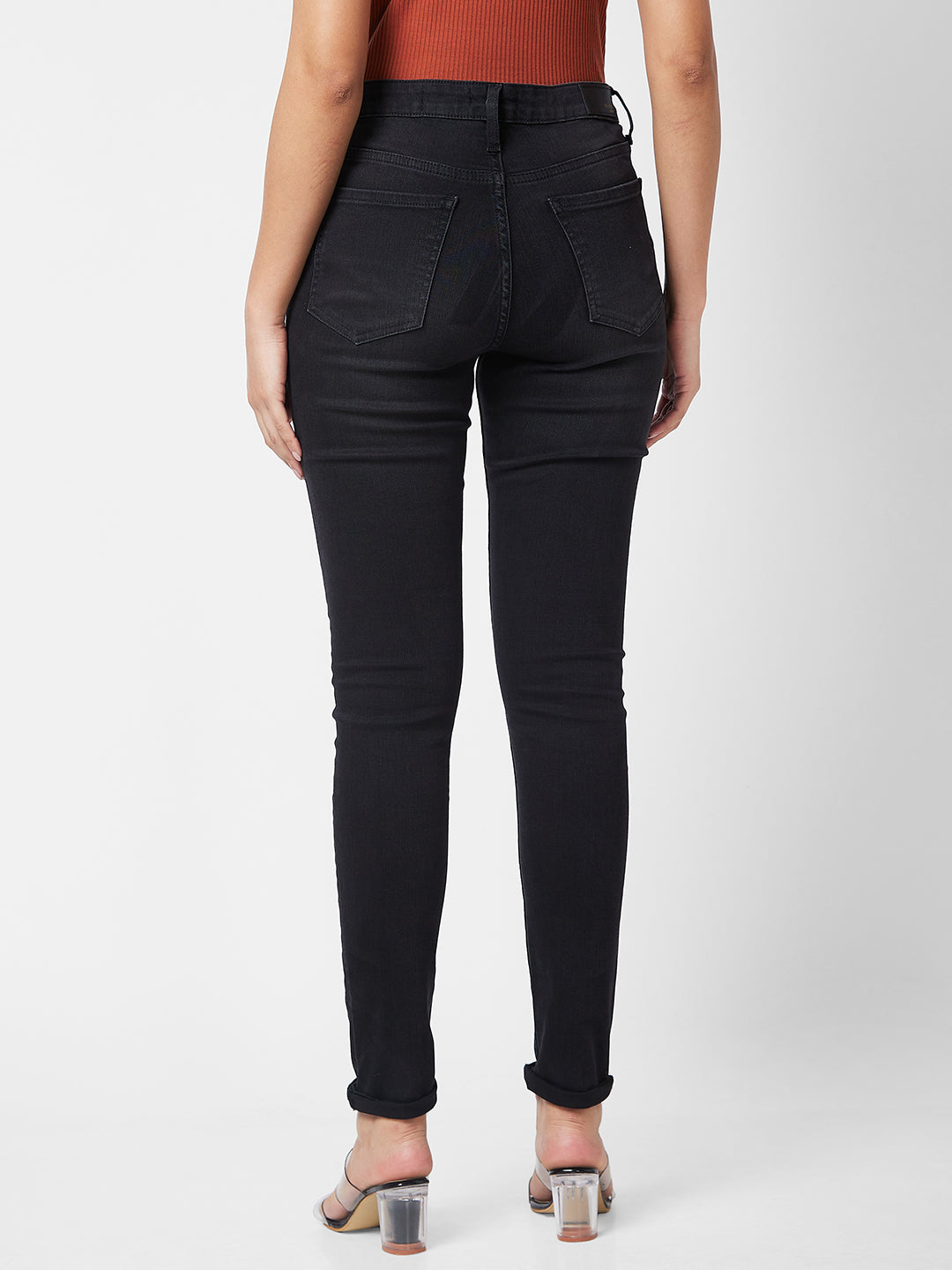 Spykar High Rise  Skinny Fit Black Jeans For Women