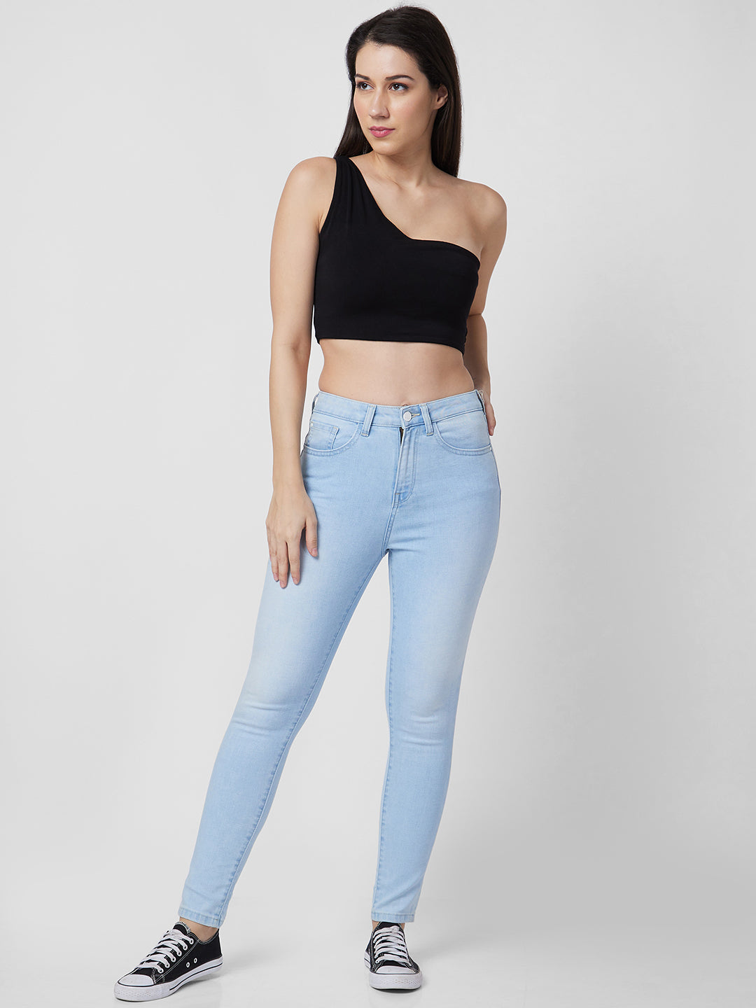 Spykar High Rise  Skinny Fit Blue Jeans For Women