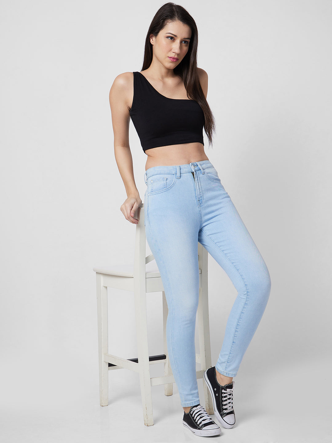 Spykar High Rise  Skinny Fit Blue Jeans For Women