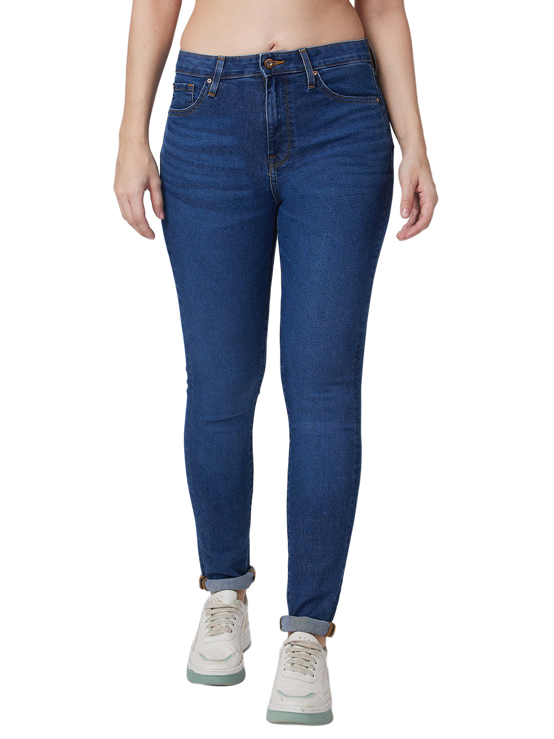 Spykar High Rise  Skinny Fit Blue Jeans For Women