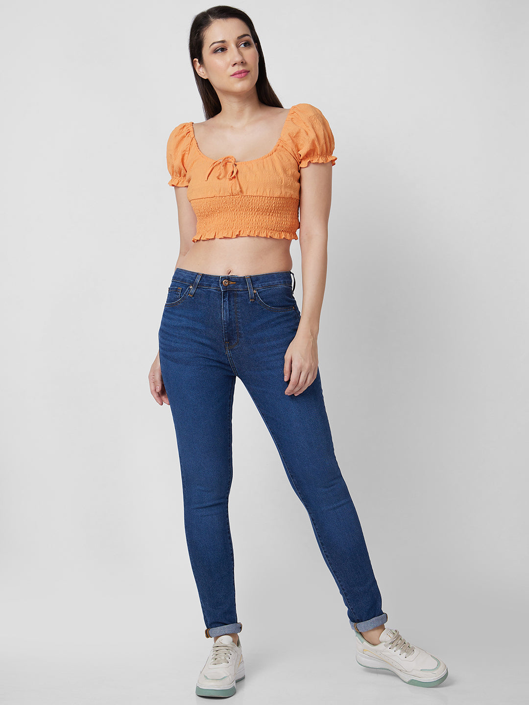 Spykar High Rise  Skinny Fit Blue Jeans For Women