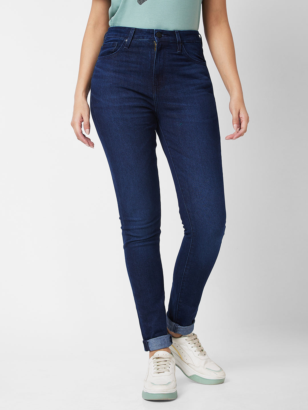 Spykar High Rise  Skinny Fit Blue Jeans For Women