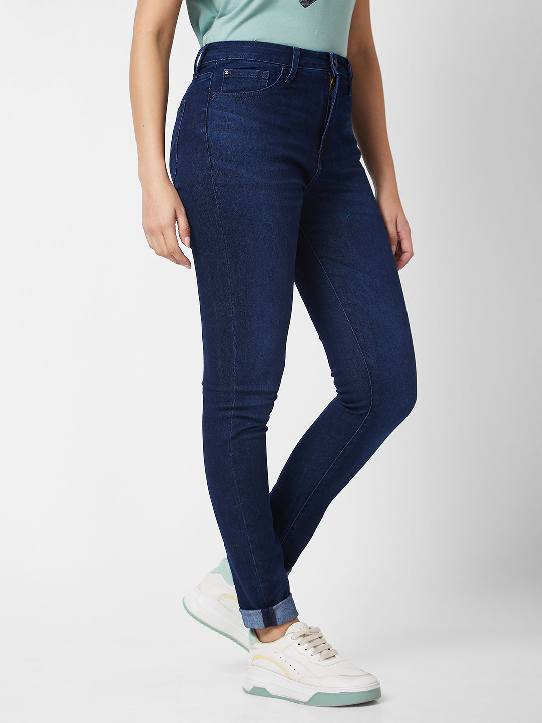 Spykar High Rise  Skinny Fit Blue Jeans For Women