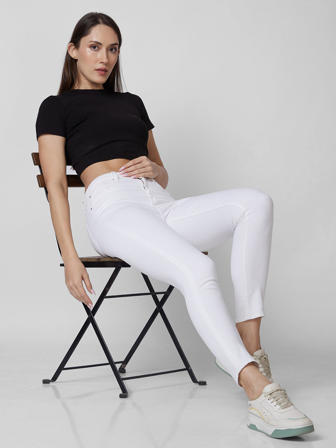 Spykar High Rise  Super Slim Fit White Jeans For Women