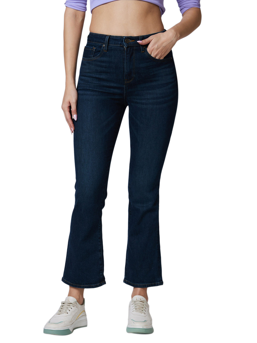 Spykar Mid Rise Bootcut Fit Blue Jeans For Women