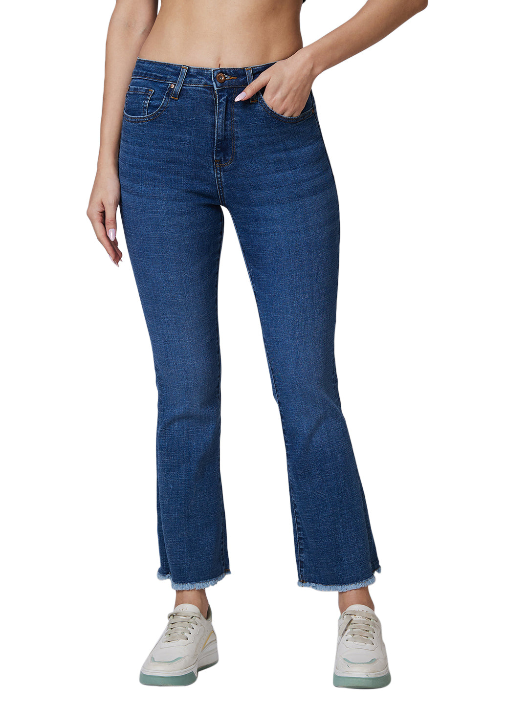 Spykar Mid Rise Bootcut Fit Blue Jeans For Women