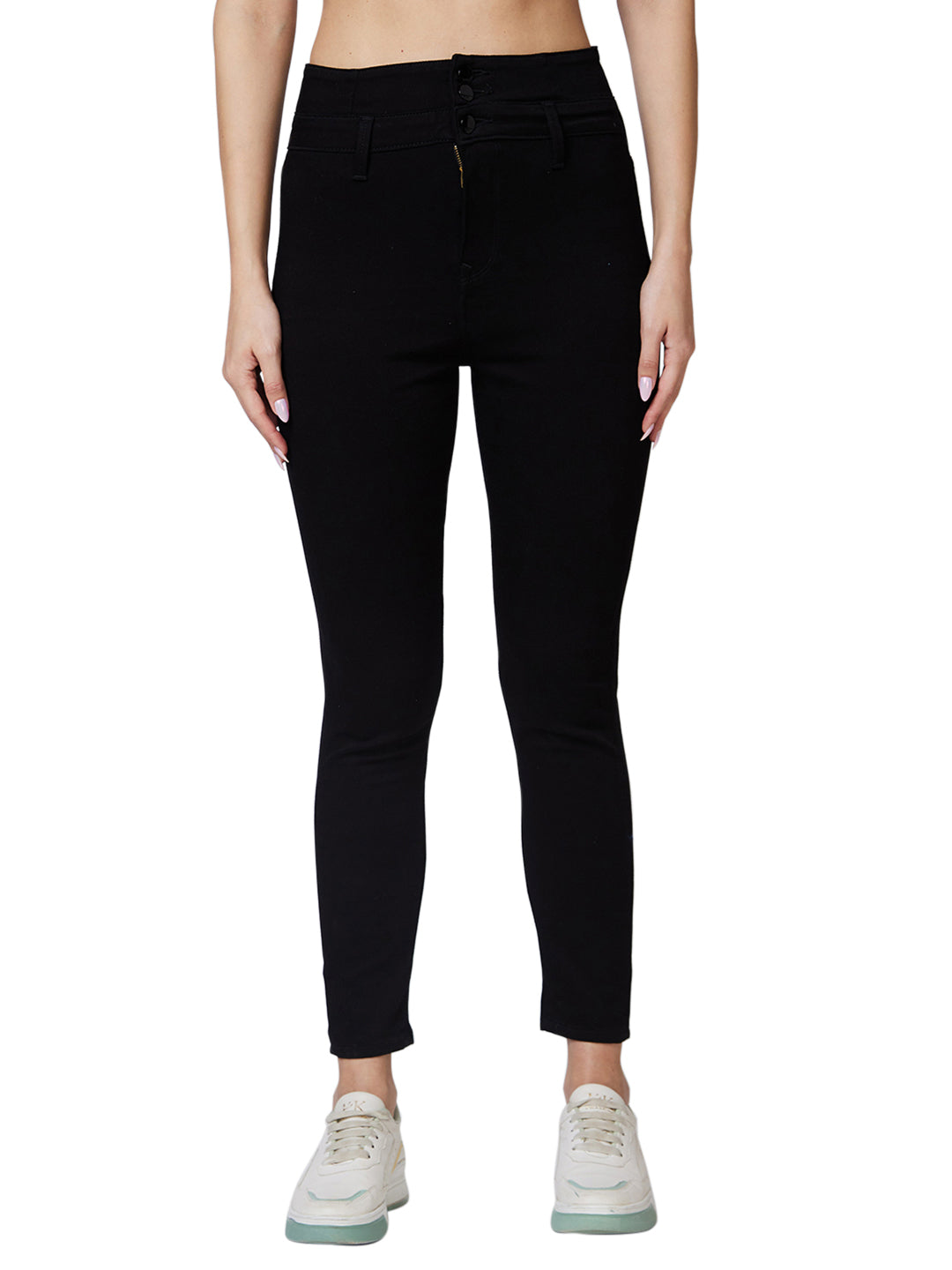 Spykar High Rise  Super Slim Fit Black Jeans For Women