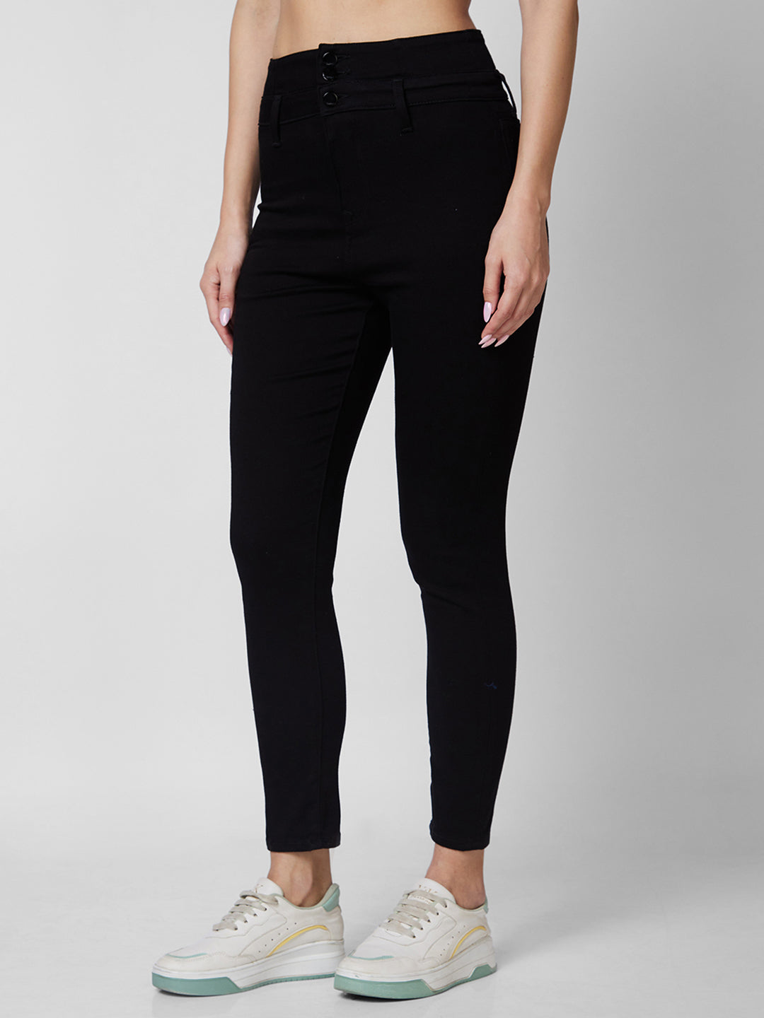 Spykar High Rise  Super Slim Fit Black Jeans For Women