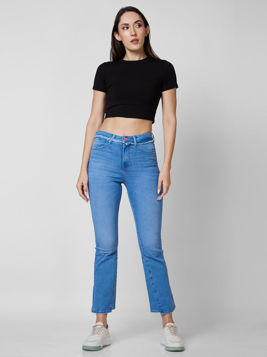 Spykar Mid Rise Bootcut Fit Blue Jeans For Women