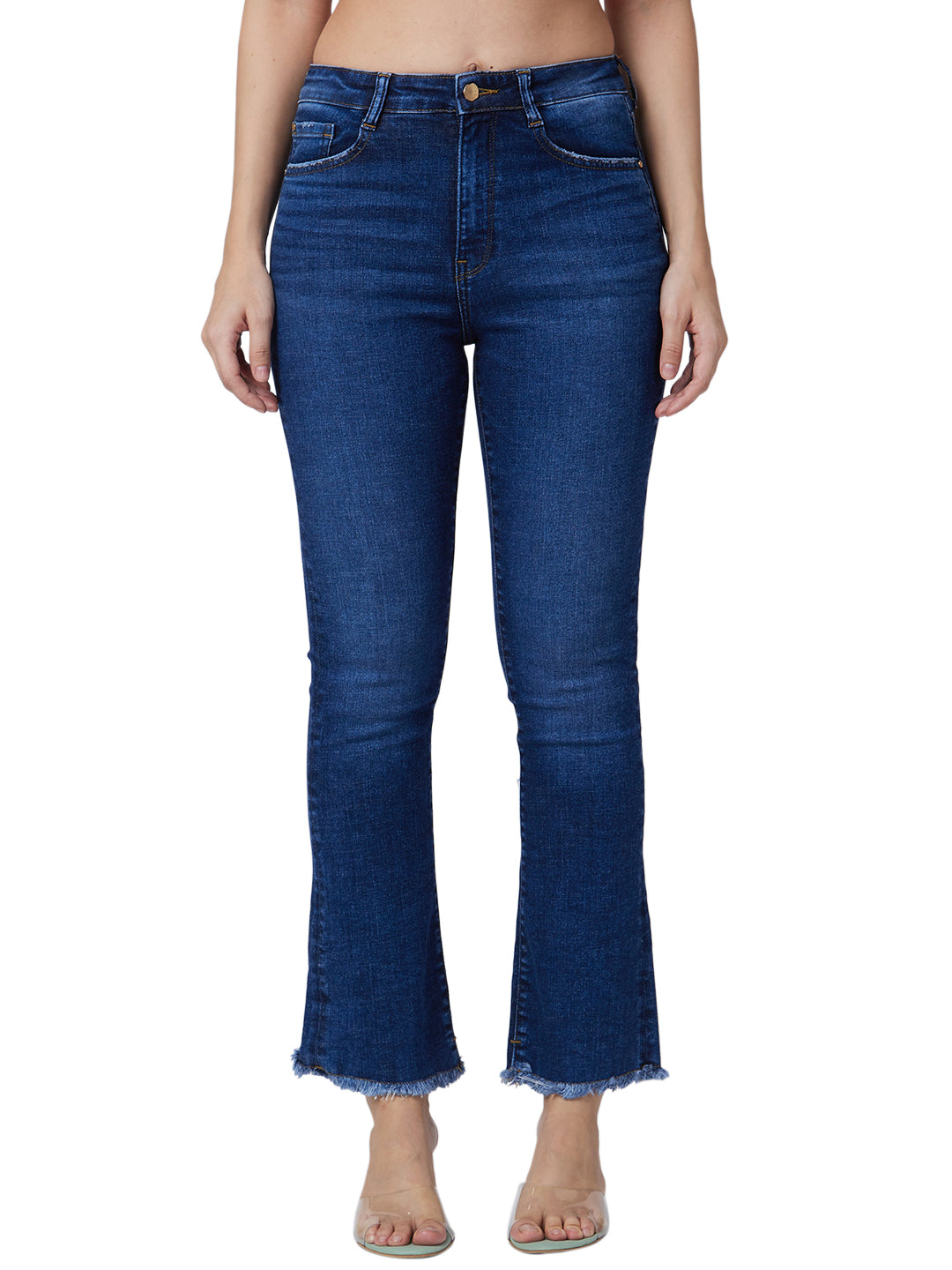 Spykar Mid Rise Bootcut Fit Blue Jeans For Women