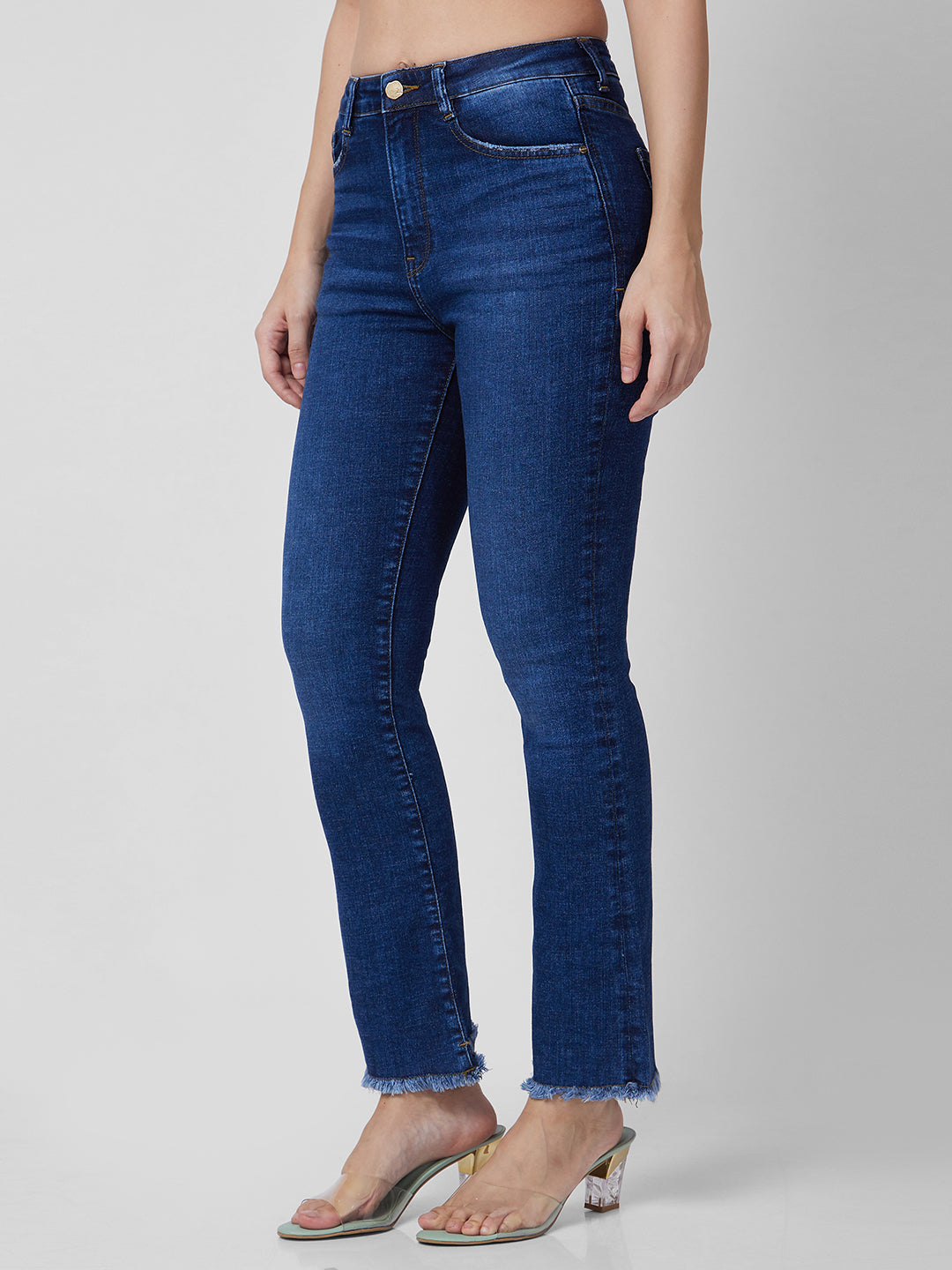 Spykar Mid Rise Bootcut Fit Blue Jeans For Women