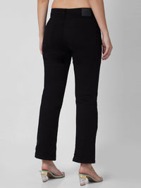 Spykar Mid Rise Slim Straight Fit Black Jeans For Women