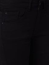 Spykar Mid Rise Slim Straight Fit Black Jeans For Women