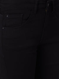 Spykar Mid Rise Slim Straight Fit Black Jeans For Women