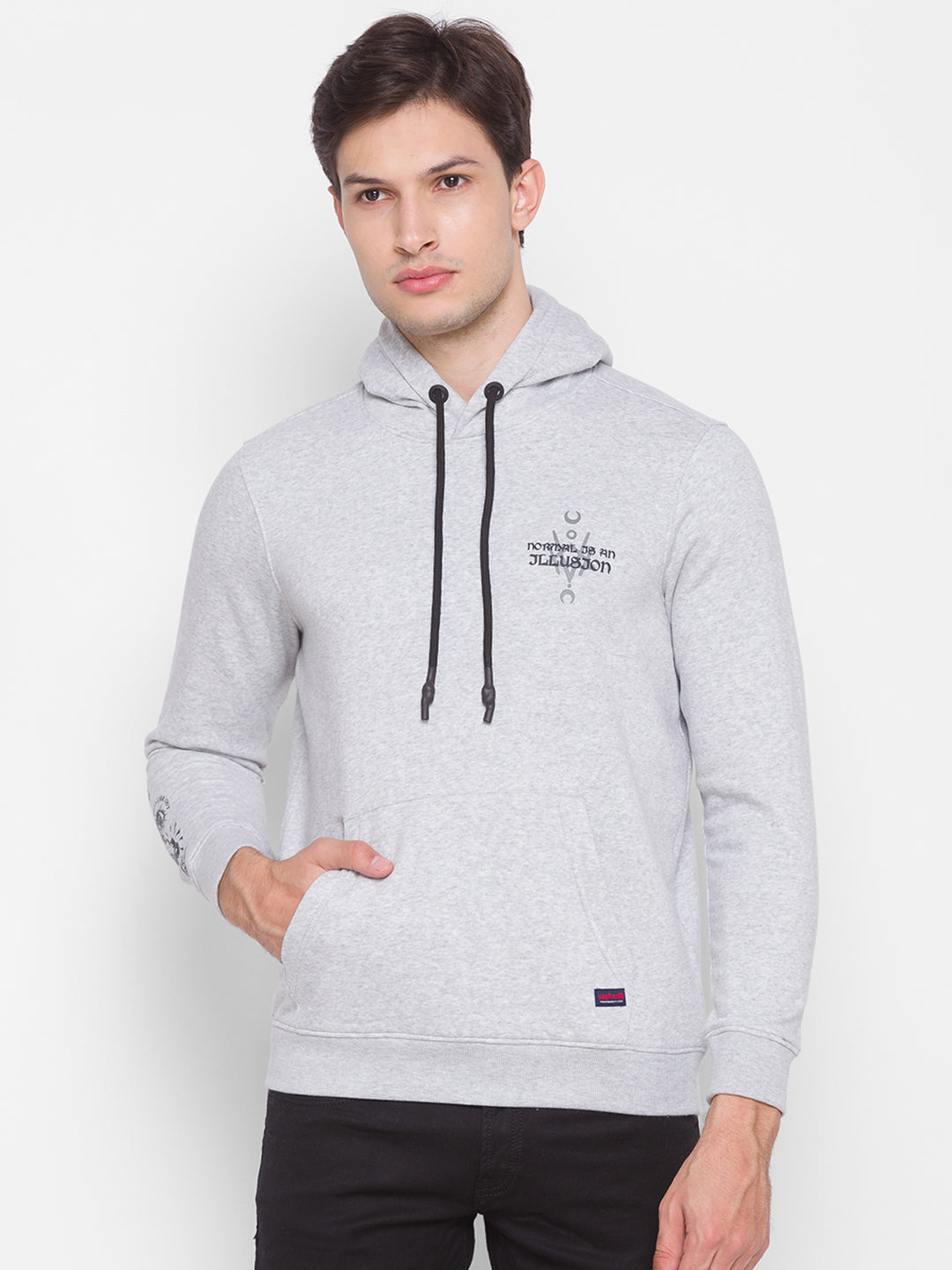 Spykar Grey Cotton Sweatshirt For Men