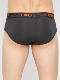 Men Premium Dark Grey Cotton Blend Brief- Underjeans By Spykar