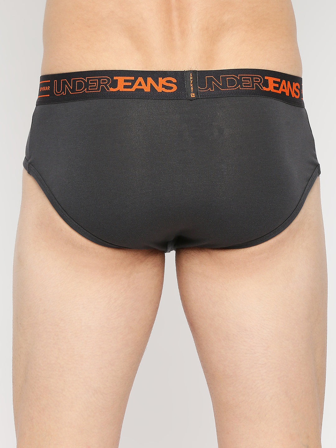 Men Premium Dark Grey Cotton Blend Brief- Underjeans By Spykar
