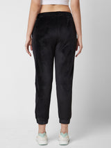Spykar Mid Rise Jogger Fit Ankle Length Black Joggers Trackpant For Women