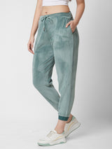 Spykar Mid Rise Jogger Fit Ankle Length Green Joggers Trackpant For Women