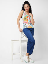 Spykar Scoop Neck Sleeveless Yellow T-shirt  For Women