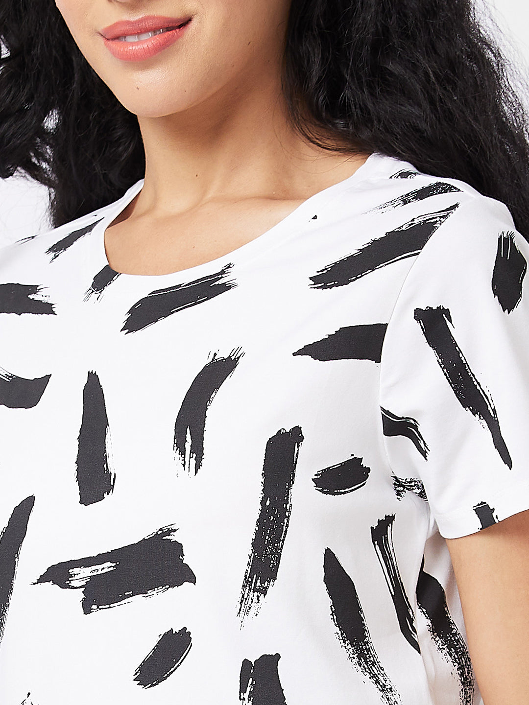 Spykar Round Neck Half Sleeves White T-shirt  For Women