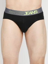 Men Premium Olive & Black Cotton Blend Brief - Pack Of 2- Underjeans By Spykar