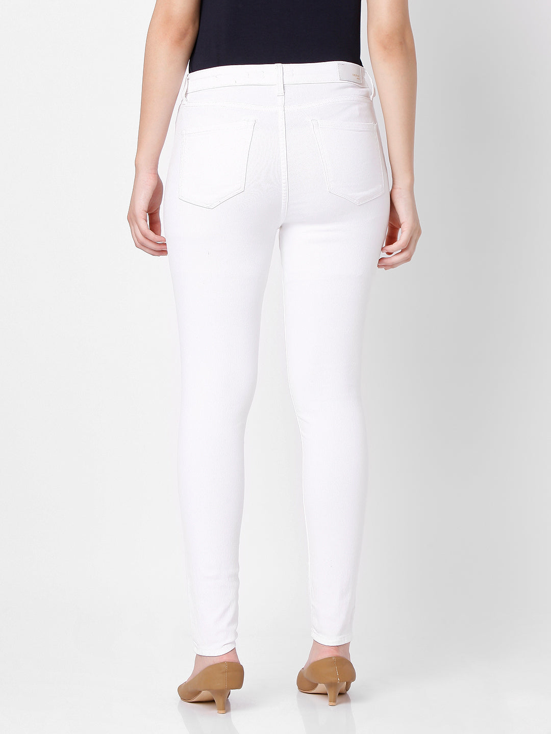 Spykar Women White Cotton Super Skinny Fit Ankle Length Jeans (Alexa)