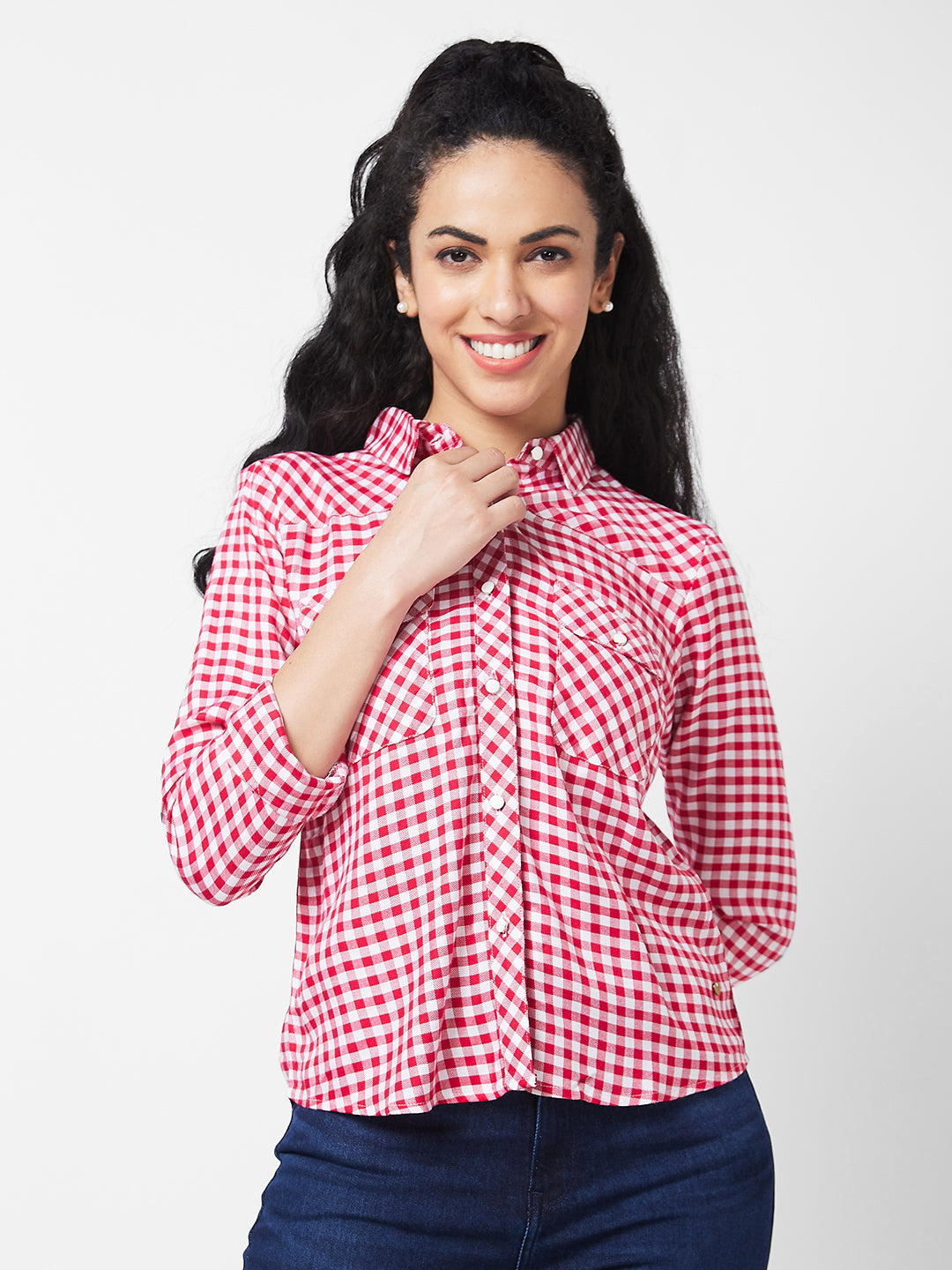 Spykar PINK Checks Shirt For Women