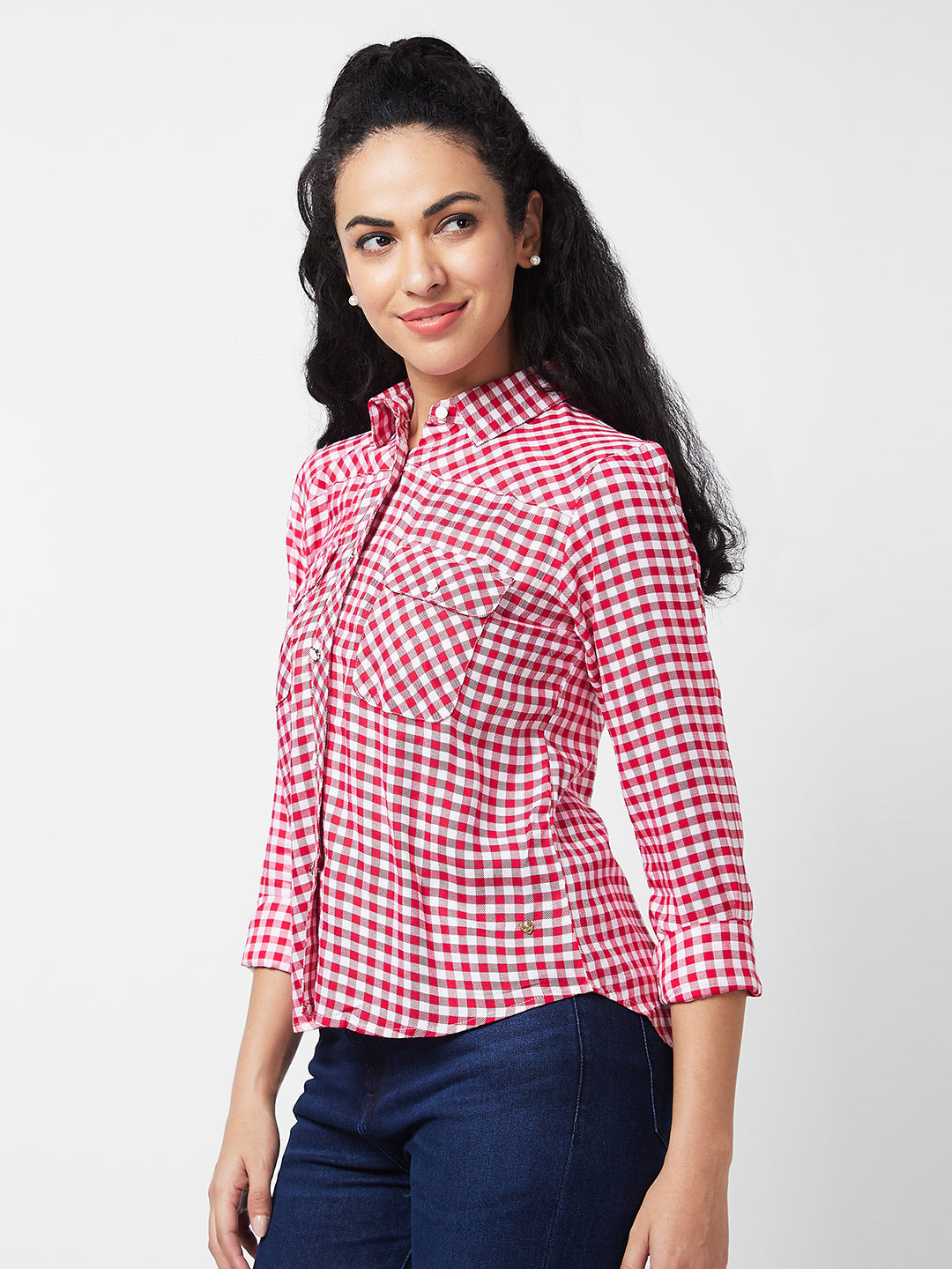 Spykar PINK Checks Shirt For Women