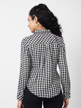 Spykar Black/White Checks Shirt For Women