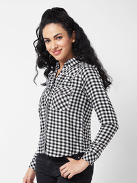 Spykar Black/White Checks Shirt For Women
