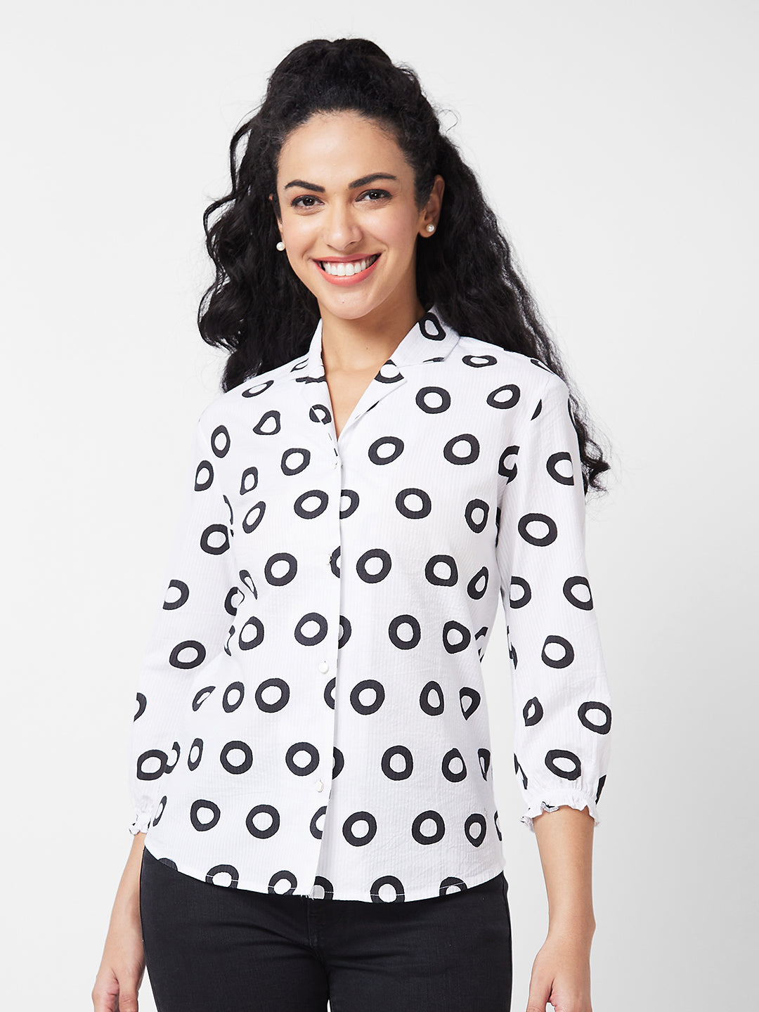 Spykar WHITE Printed Shirt For Women