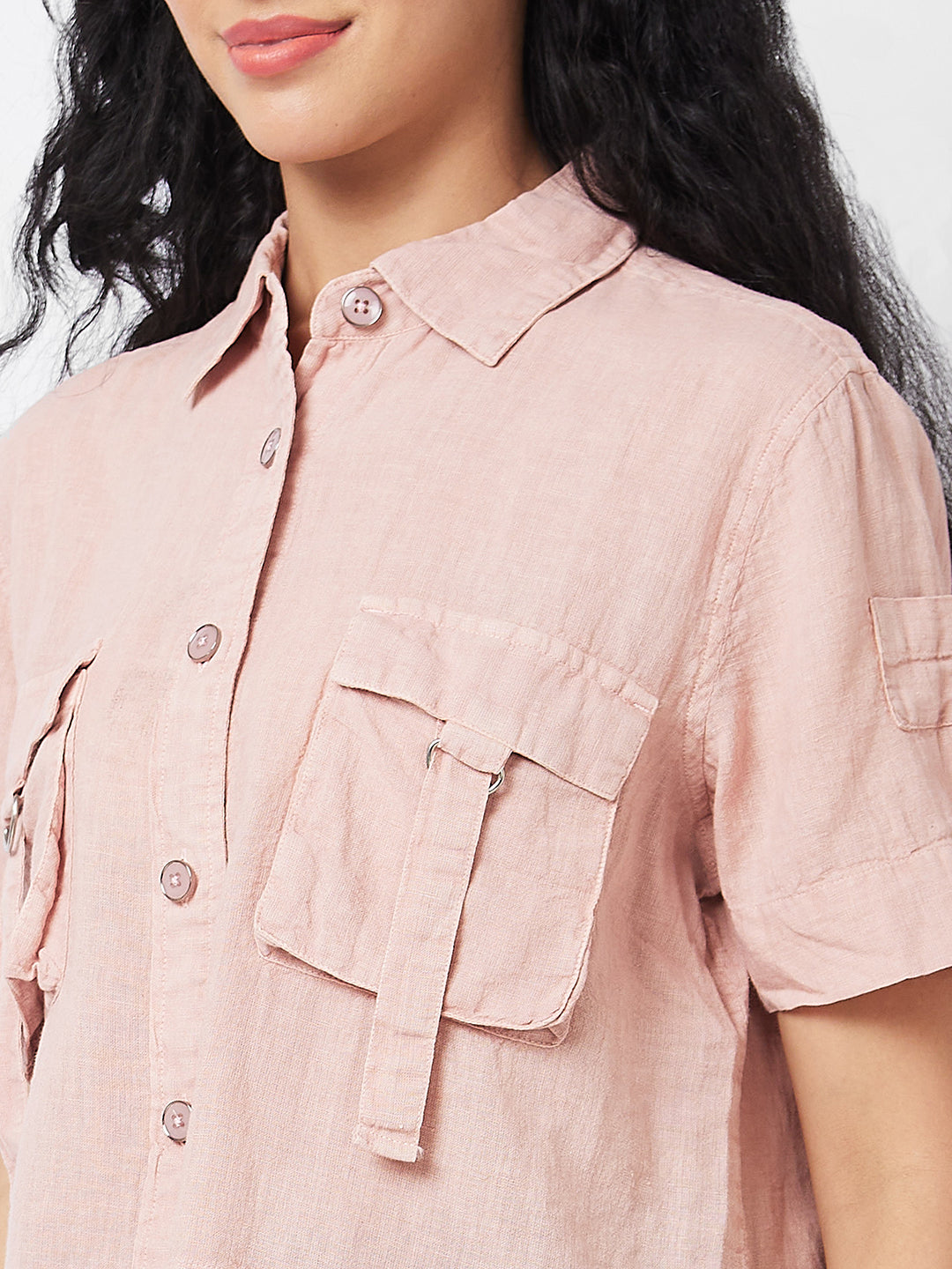 Spykar PINK Solid Shirt For Women