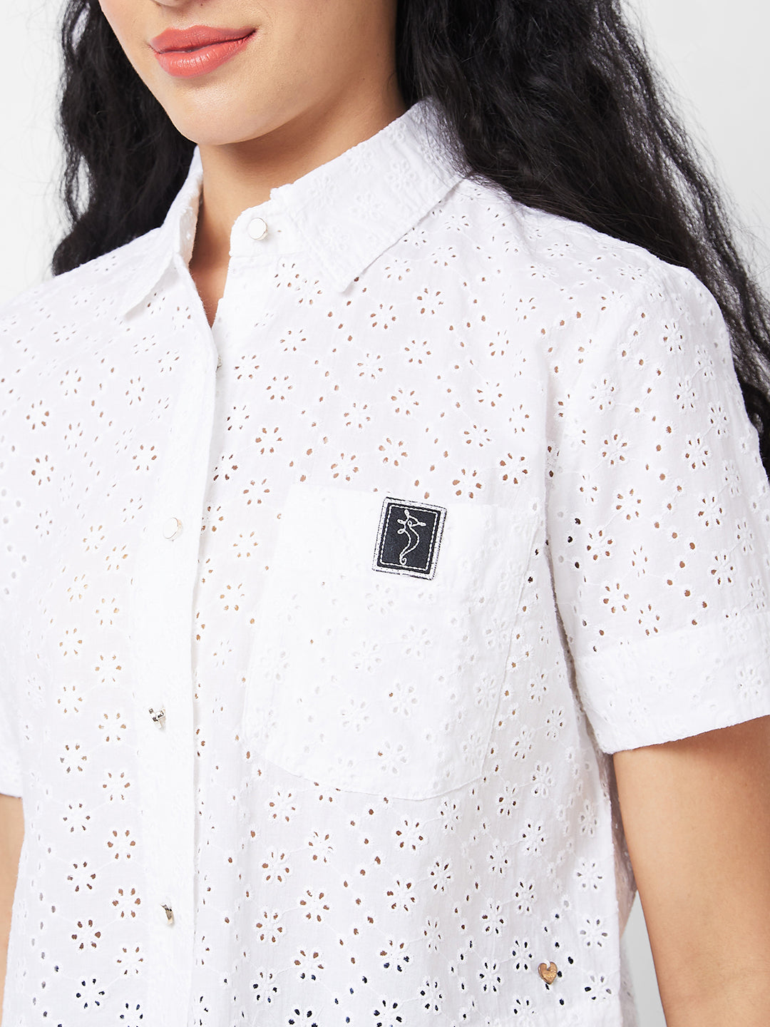 Spykar White Solid Shirt For Women