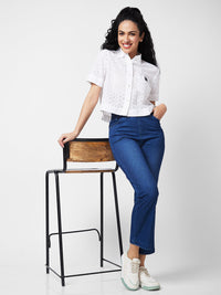 Spykar White Solid Shirt For Women