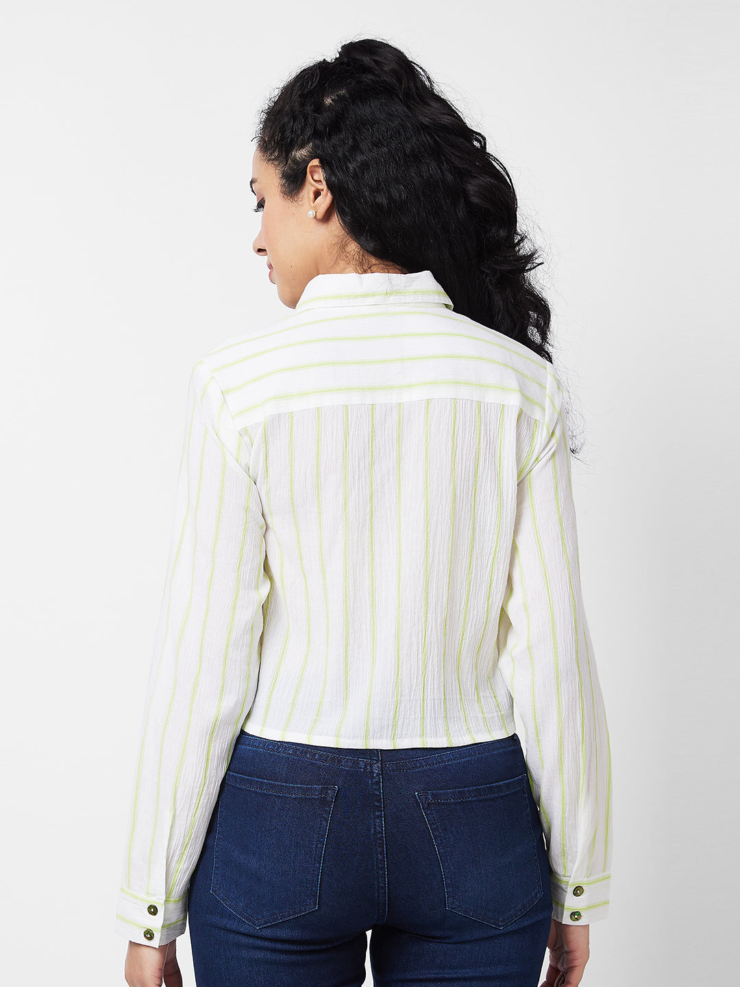 Spykar YELLOW Stripes Shirt For Women