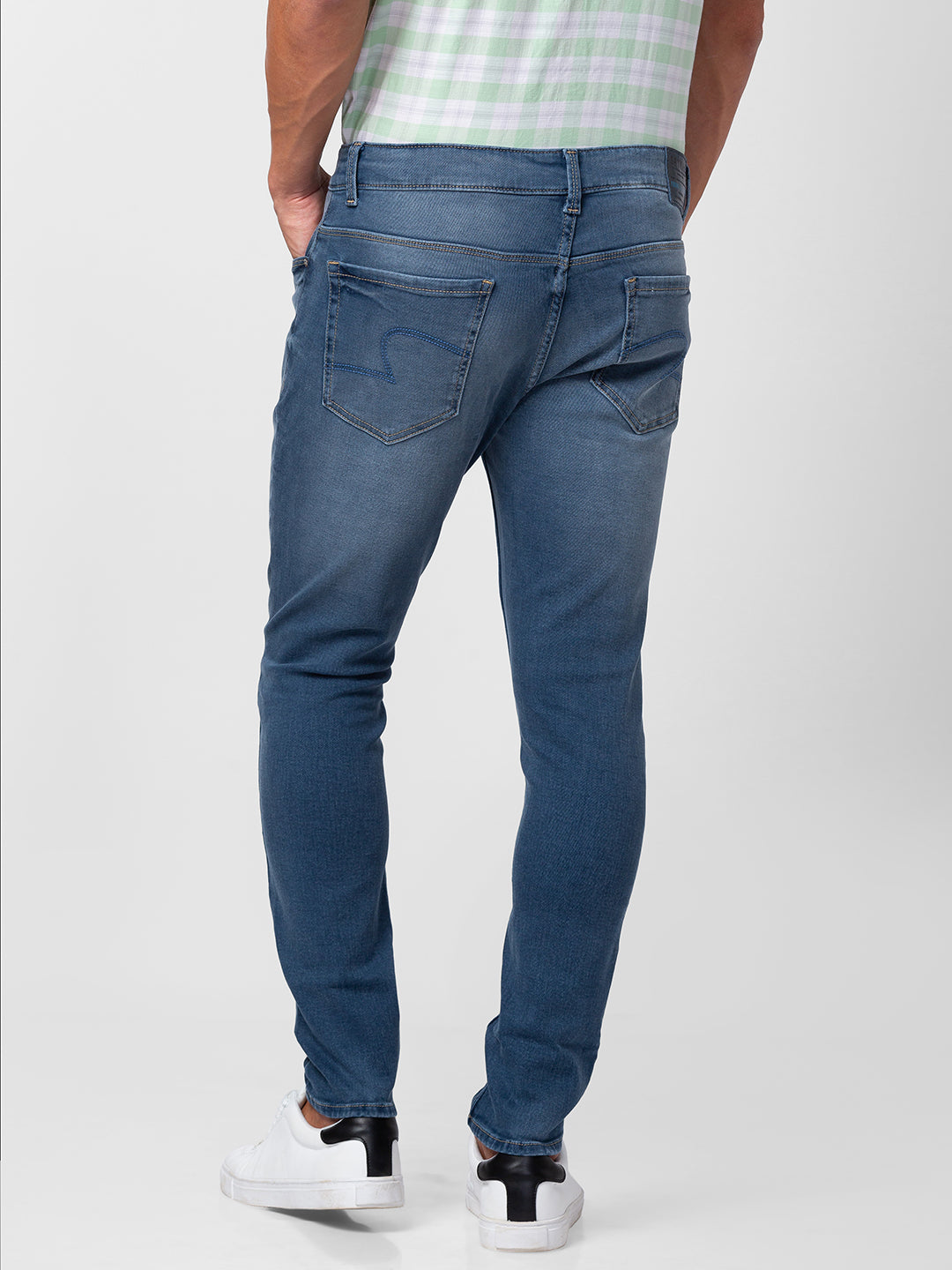 Spykar Men Mid Blue Cotton Slim Fit Tapered Length Jeans (Kano)