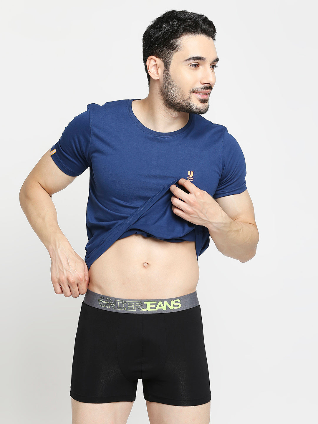 Men Premium Dull Purple & Black Cotton Blend Trunk - Pack Of 2- Underjeans By Spykar