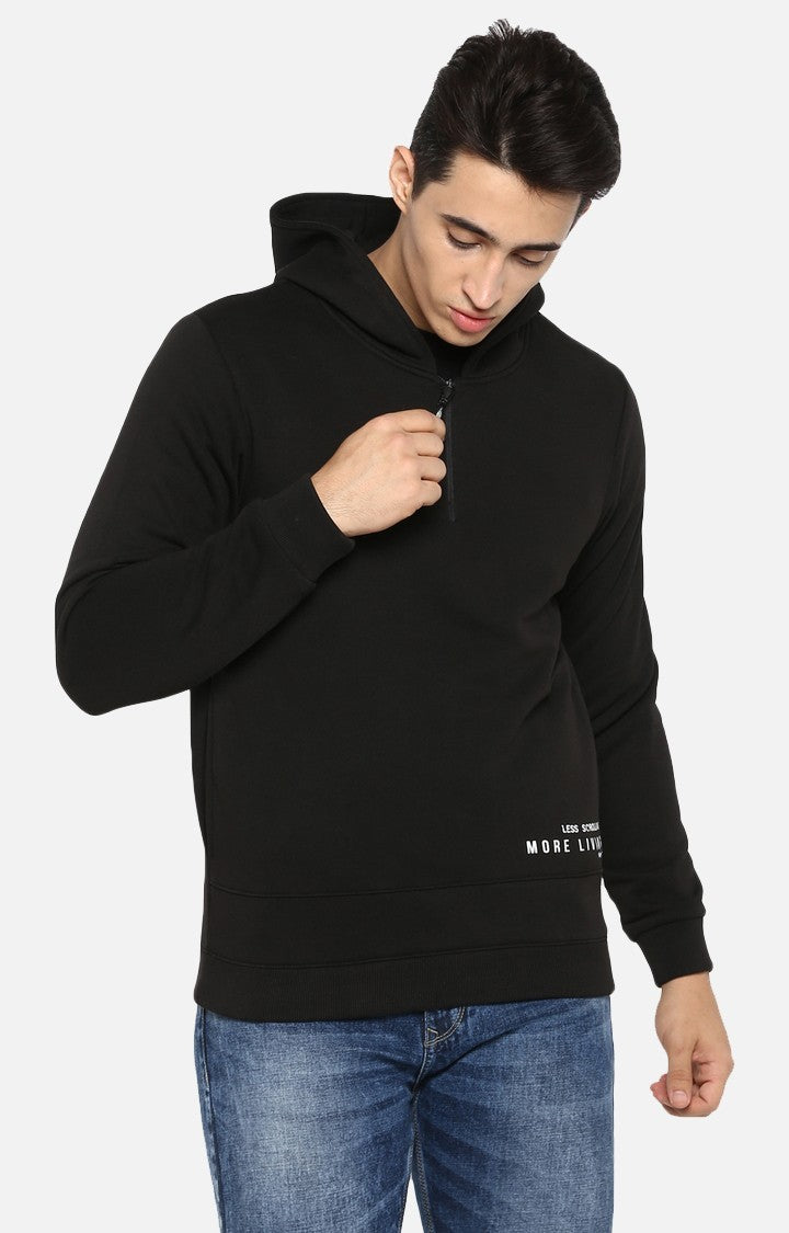 Spykar Black Cotton Regular Fit Sweatshirt For Men