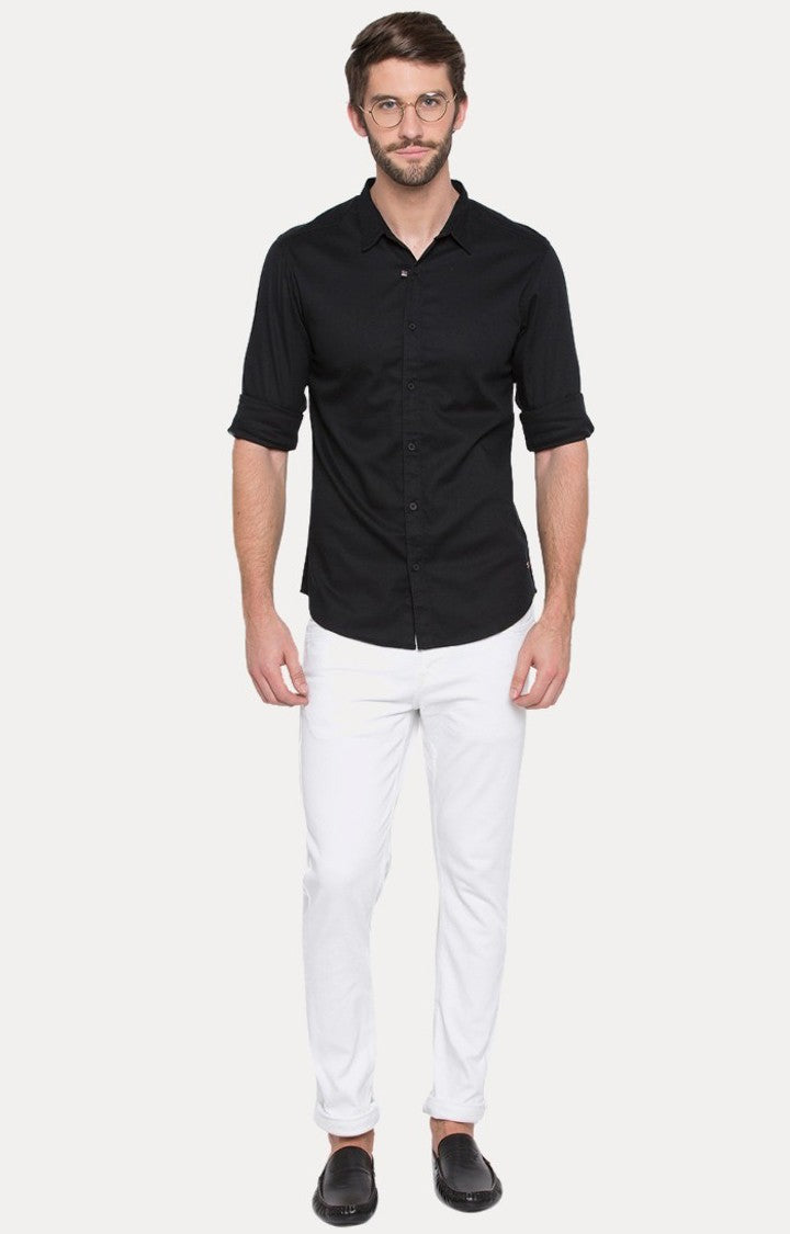 Spykar Men'S Black Cotton Solid Casual Shirts