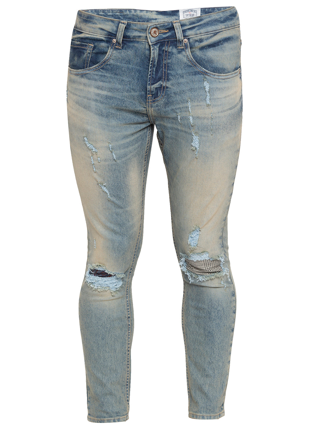 Spykar Men Vintage Blue Cotton Tapered Fit Jeans