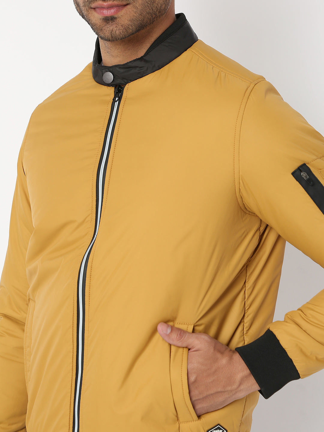 Spykar Men Mustard Nylon Regular Fit Jacket