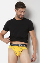 Underjeans By Spykar Men Premium Cotton Blend Yellow Brief
