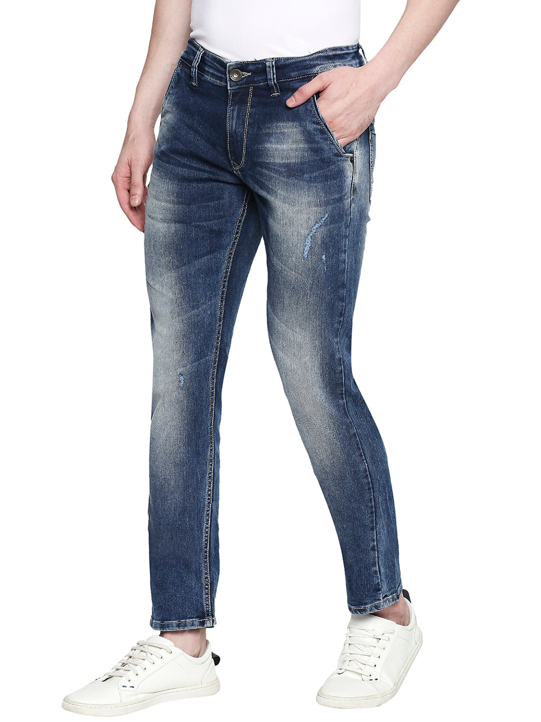 Spykar Men Blue Cotton Skinny Fit Jeans (Skinny)