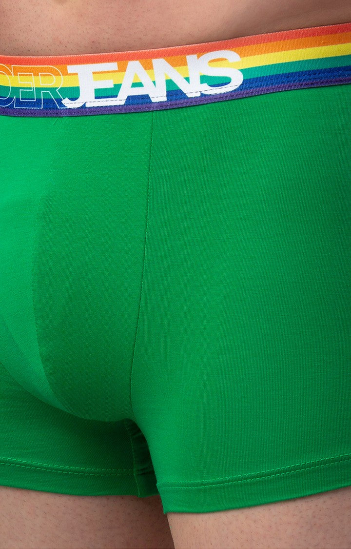 Underjeans By Spykar Men Green Solid Trunks