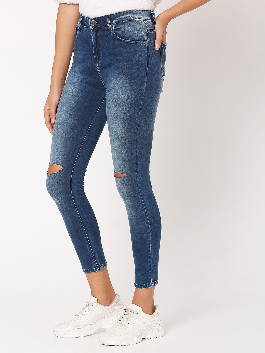 Spykar Women Blue Cotton Super Skinny Ankle Length Jeans - (Alexa)