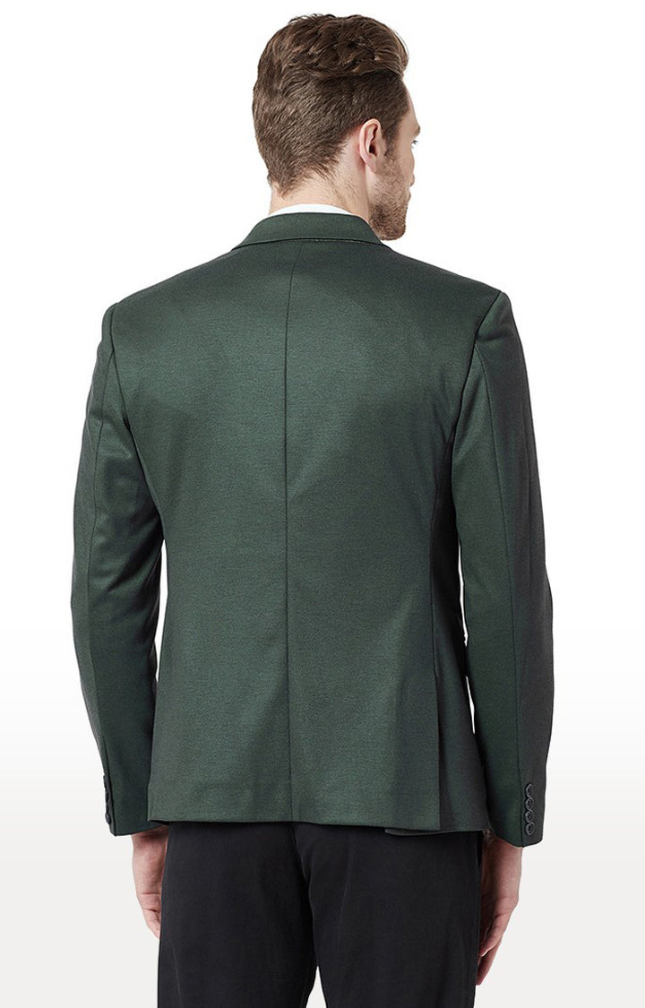 Spykar Green Cotton Regular Fit Blazer For Men