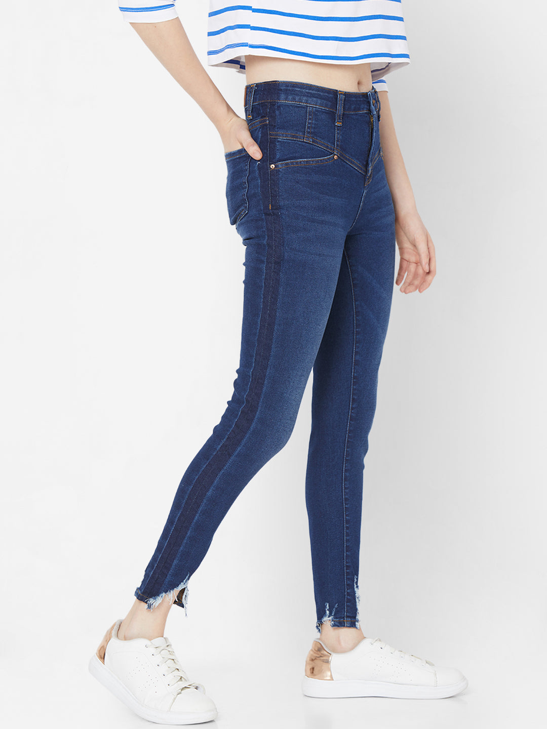 Spykar Women Dk Blue Solid Skinny High-Rise Jeans (Alexa)